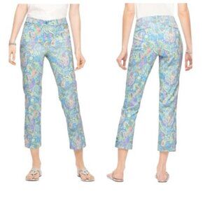 Talbots Perfect Crop Multicolor Paisley Button Slim Leg Casual Pants Size 8 P